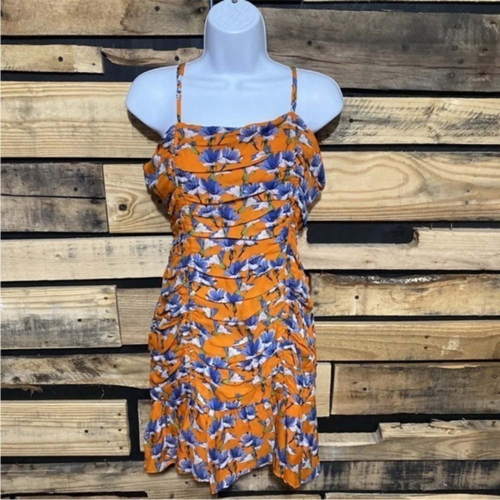 Parker Julie Dress Amber Blooms Floral Mini Silk‎  Orange Party  $398 size 8